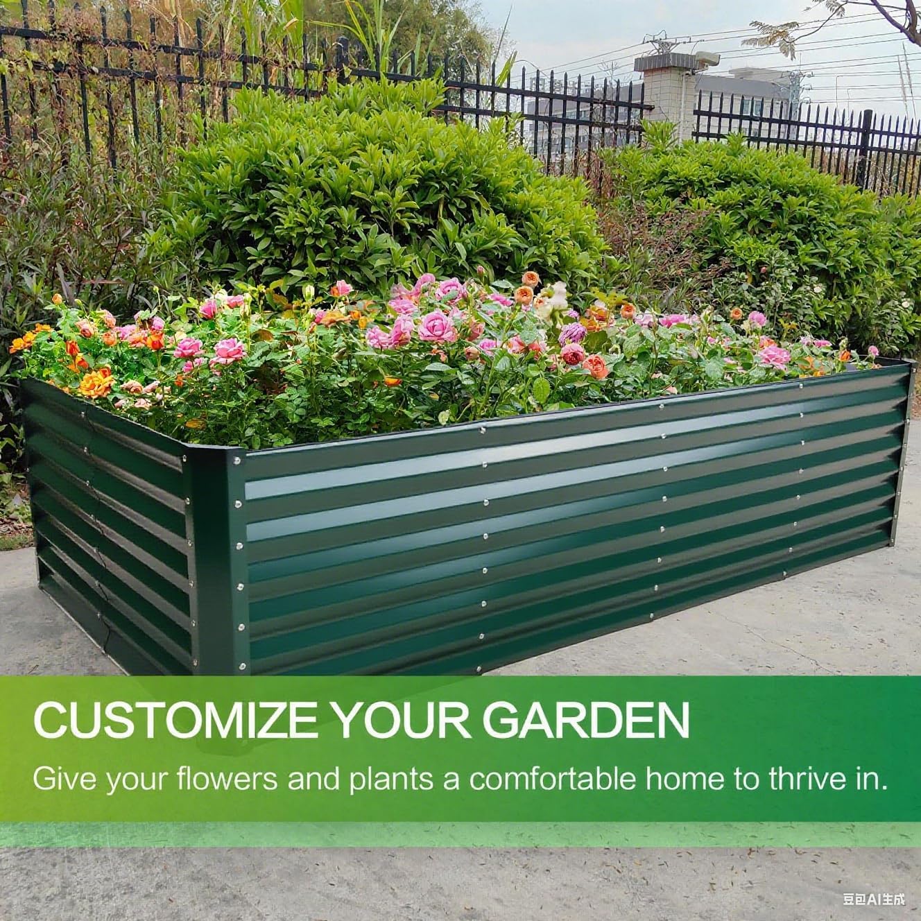 GARDMAX 8x4x2FT Galvanized Raised Garden Bed Kit, Metal Planter Boxes Outdoor with Easy Assembly