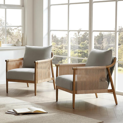 CHITA Braid Armchair, Modern Accent Chair for Living Room, Light Grey