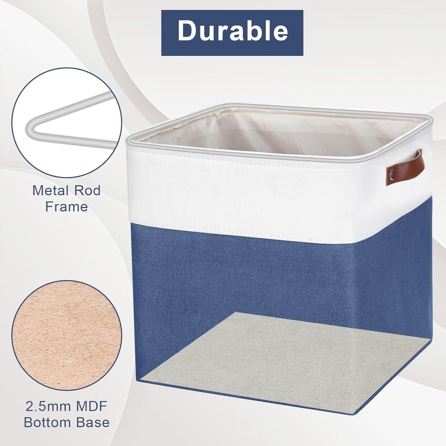13x13 Cube Storage Bins, Collapsible Fabric Storage Box, 4 Pack Closet Baskets with Handles for