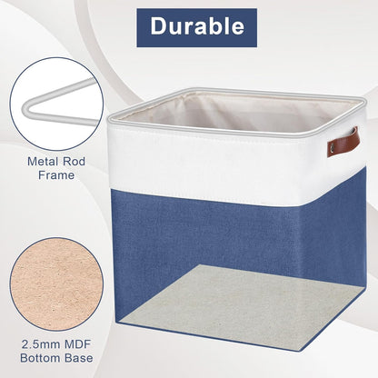 13x13 Cube Storage Bins, Collapsible Fabric Storage Box, 4 Pack Closet Baskets with Handles for
