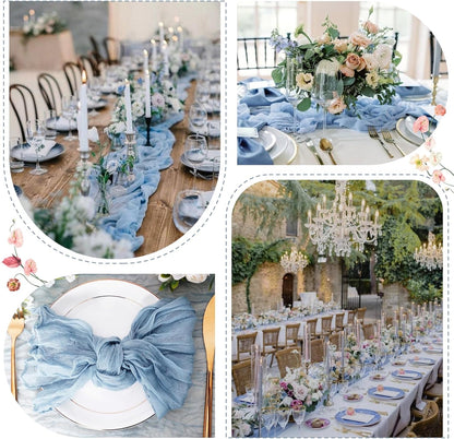 Sioloc 5 Pack Dusty Blue Cheesecloth Table Runner Fall Autumn Decor for Home 10ft Table Cloth for