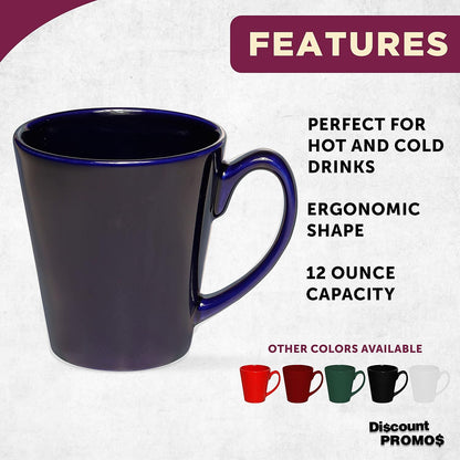 DISCOUNT PROMOS Glossy Ceramic Latte Coffee Mug 12 oz. Set of 10, Bulk Pack - Perfect for Tea