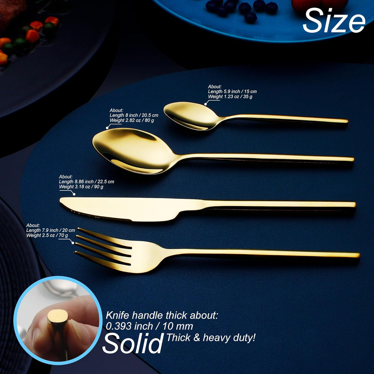 24 Piece Silverware Set For 6 Gold Heavy duty 18/10 Stainless Steel Flatware Set Modern Design