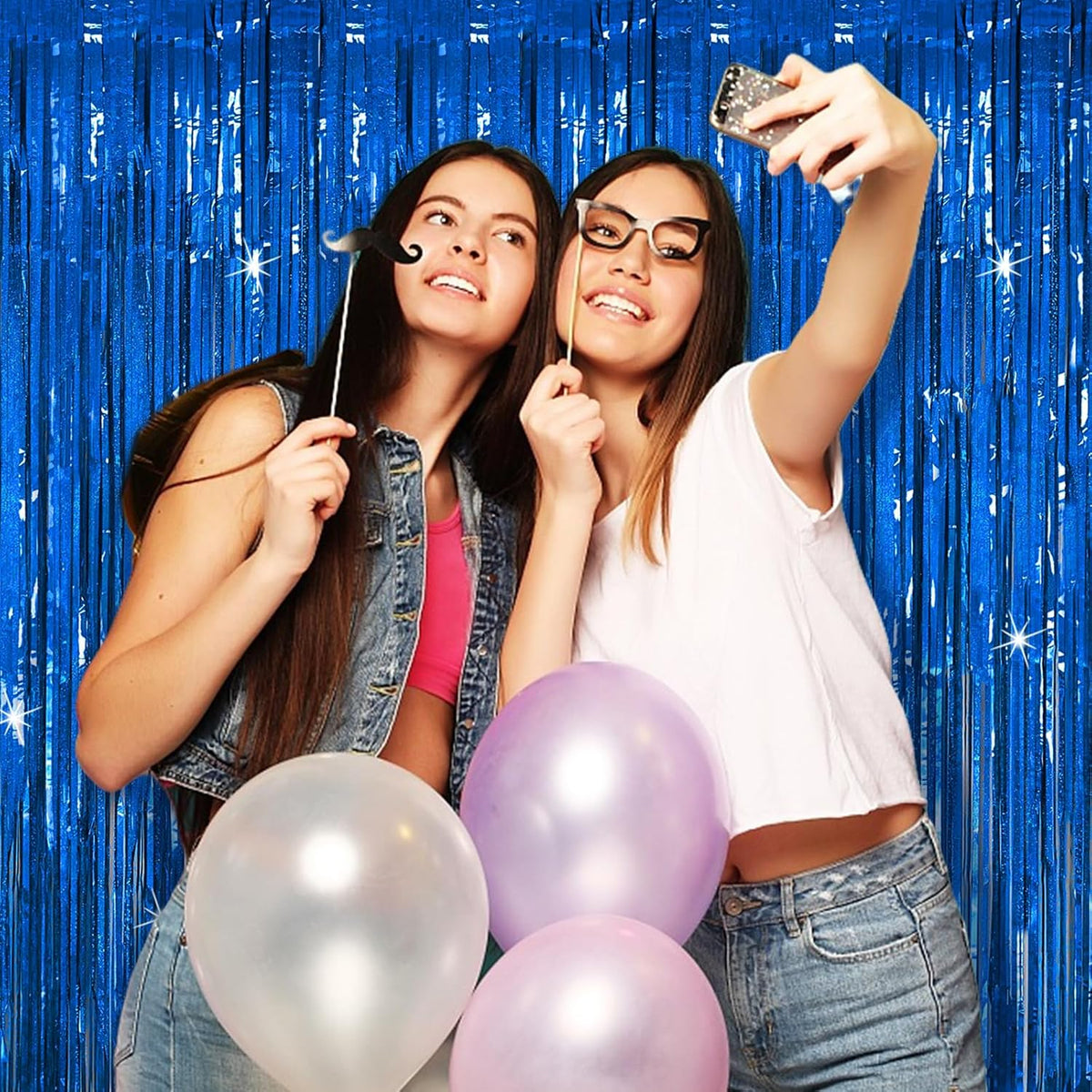 3 Pack Blue Backdrop Party Streamers Ocean Themed Decor Birthday Party Decorations Foil Fringe