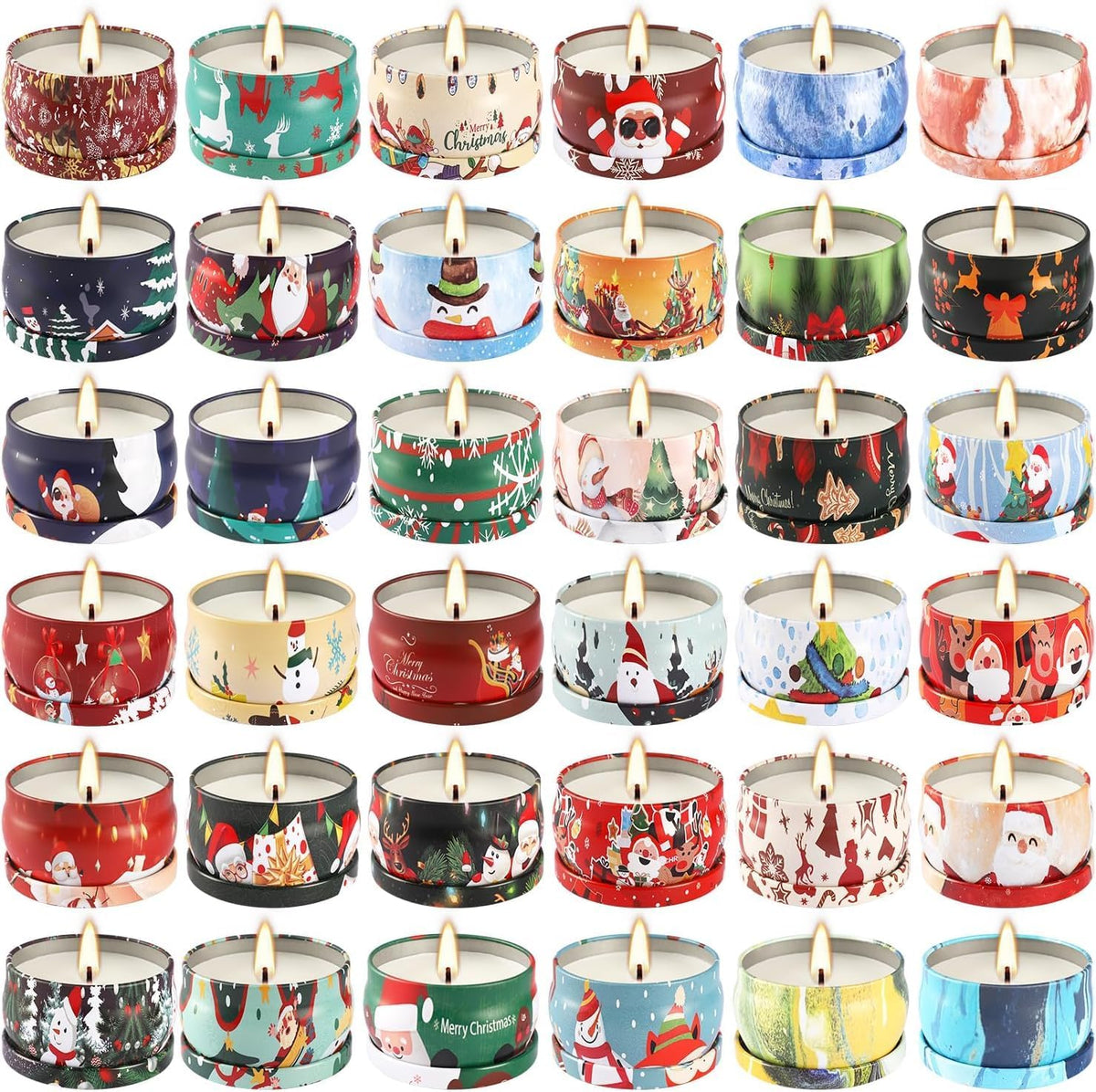 36 Pack Christmas Scented Candles Set for Home, Relaxing Stress Relief, Aromatherapy - Natural Soy