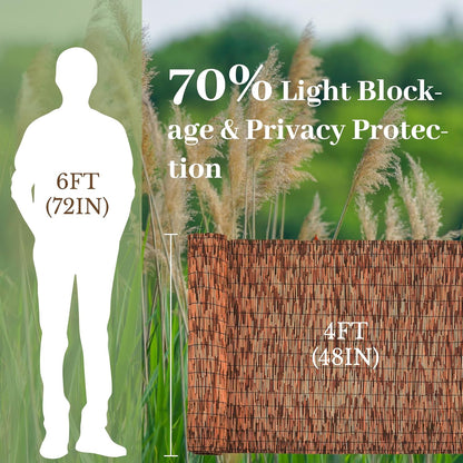 Brown 4FT X 16.4FT Reed Fencing Roll, Balcony Privacy Reed Shade Bamboo Fencing Garden Fence