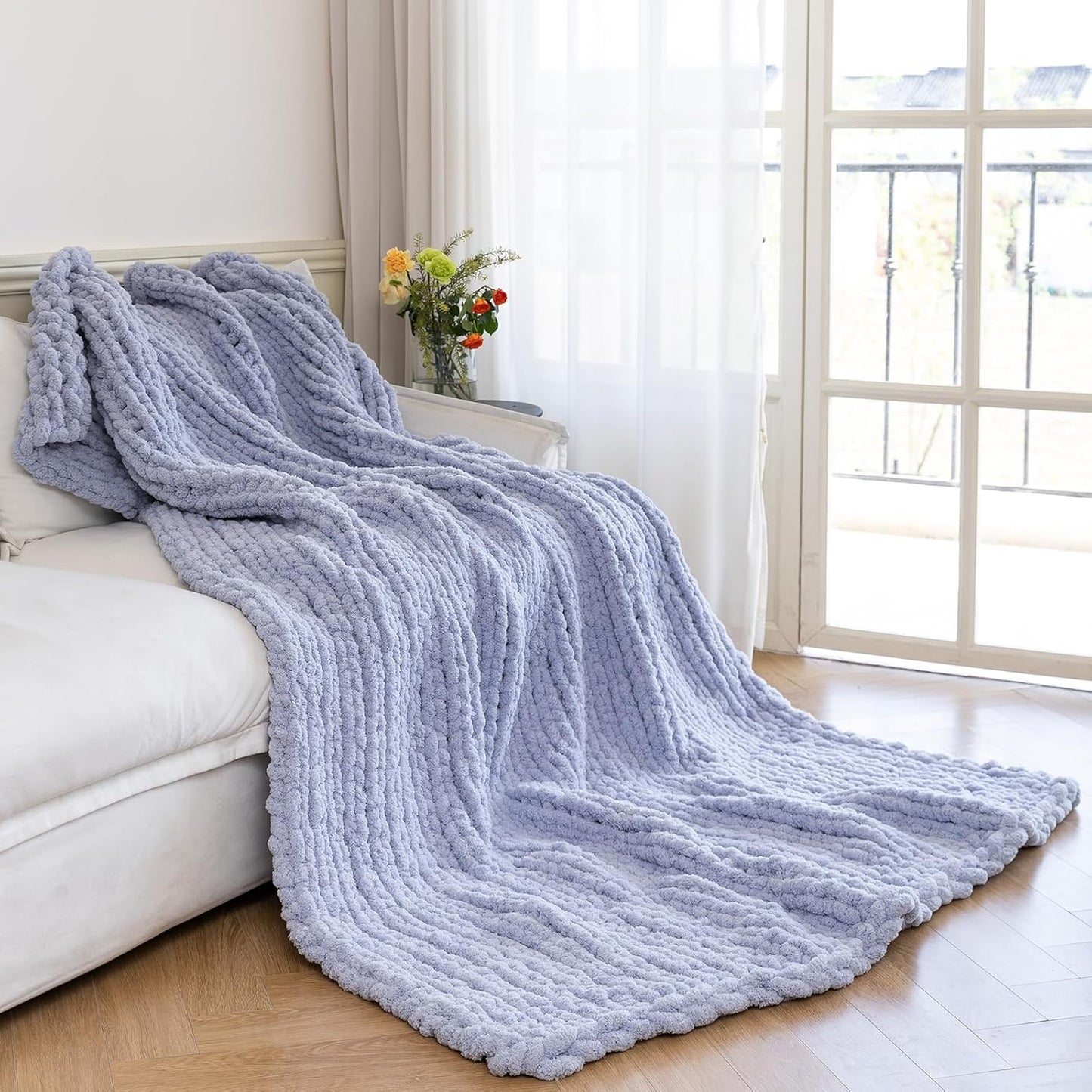 Chunky Knit Blanket - Luxury Soft Cozy 60 * 80 Throw Blanket,100% Woven Blanket Rope Knot Throw