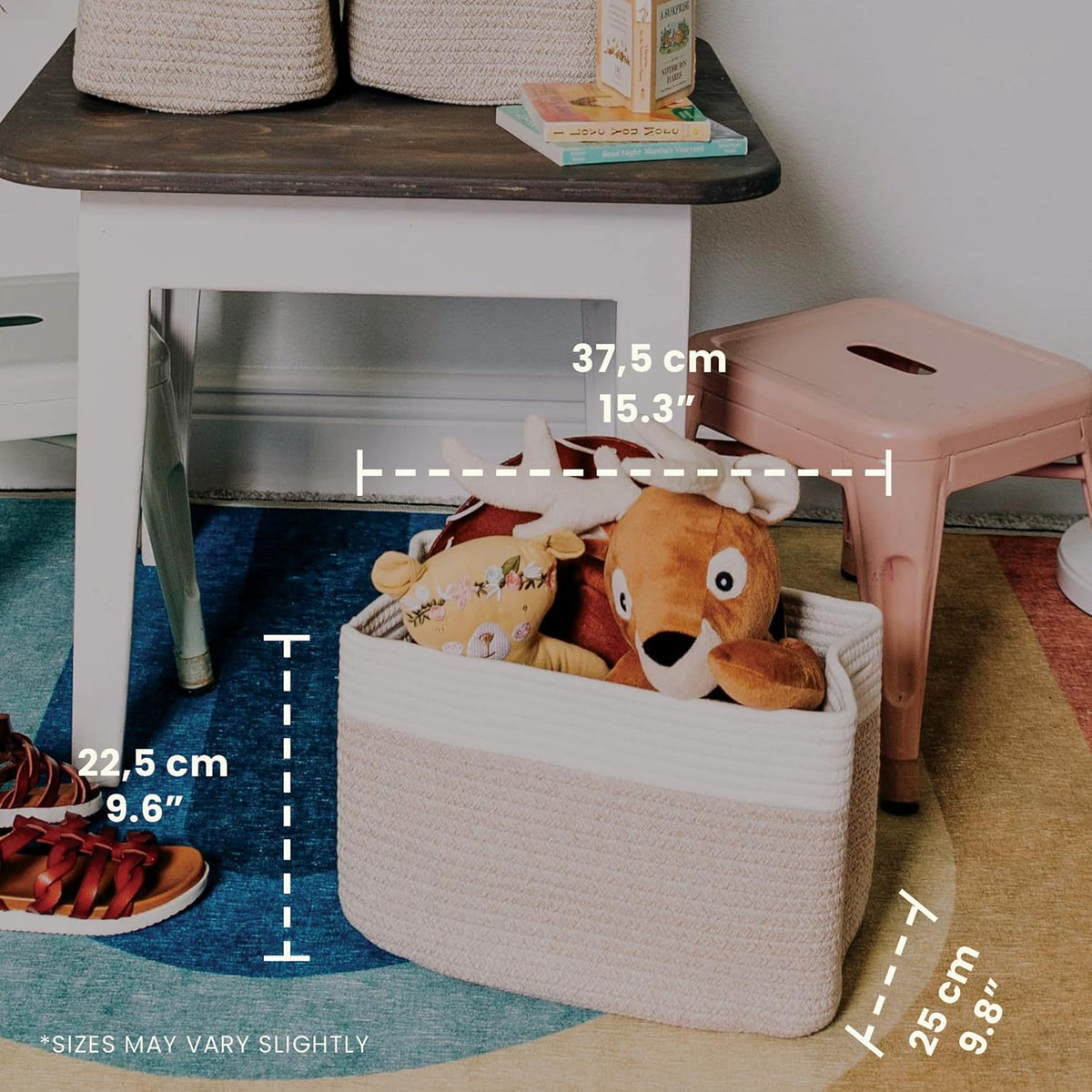 OrganiHaus Set of 3 Woven Storage Baskets for Organizing, Cotton Rope Organizer Bins for Shelves