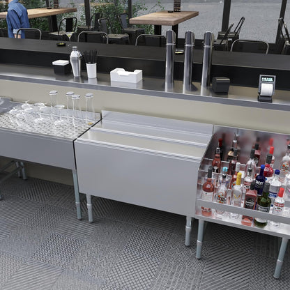 AmGood 18.5 in. x 36 in. Underbar Ice Bin with Sliding Lid | NSF | Stainless Steel Ice Chest with