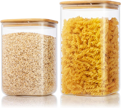 Extra Large Square Glass Flour & Sugar Storage Containers with Airtight Lids, 168 floz & 84 floz