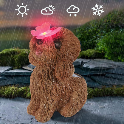 Dog Statues Outdoor Decor, Solar Lights Outdoor Statue Garden Decorations Solar Dog Ornaments for