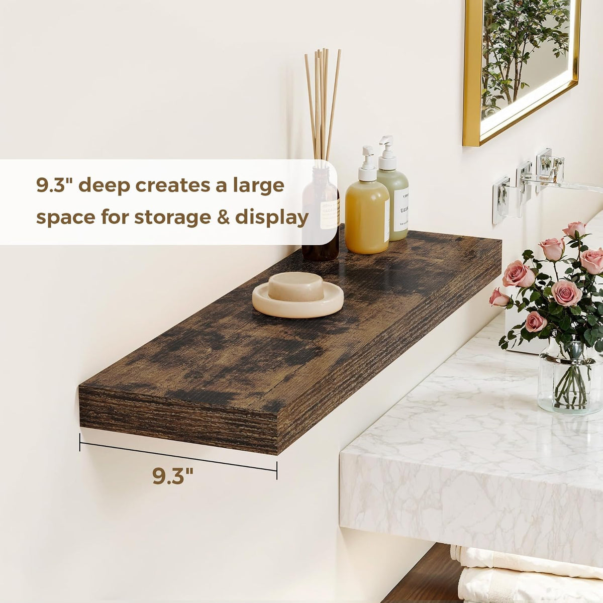 Dreamland 40 Inches Floating Shelves for Wall, 9.3" Deep Long Floating Shelves Set of 2, Large