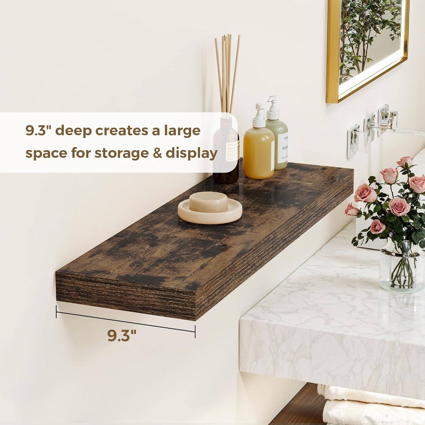 Dreamland 32 Inches Floating Shelves for Wall, 9.3" Deep Long Floating Shelves Set of 2, Large
