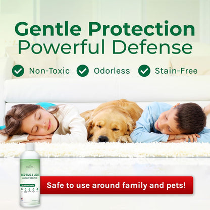 Lice and Bed Bug Laundry Additive - Environmentally Responsible, Odorless, and Stain-Free Liquid