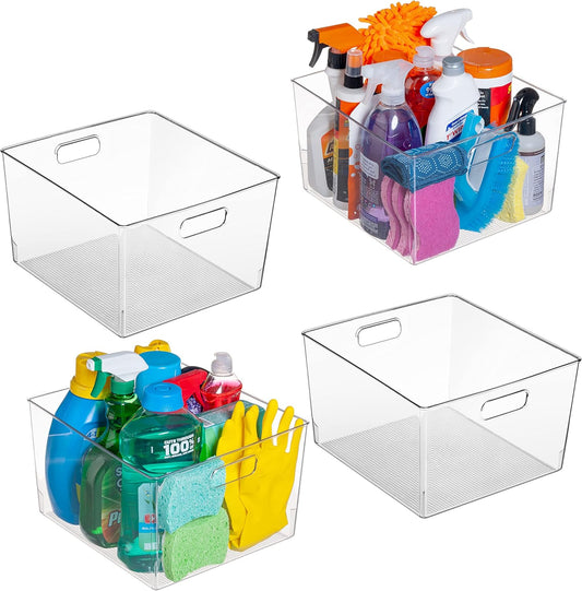 ClearSpace Clear Plastic Storage Bins – XL 4 Pack Perfect for Kitchen,Fridge, Pantry Organization