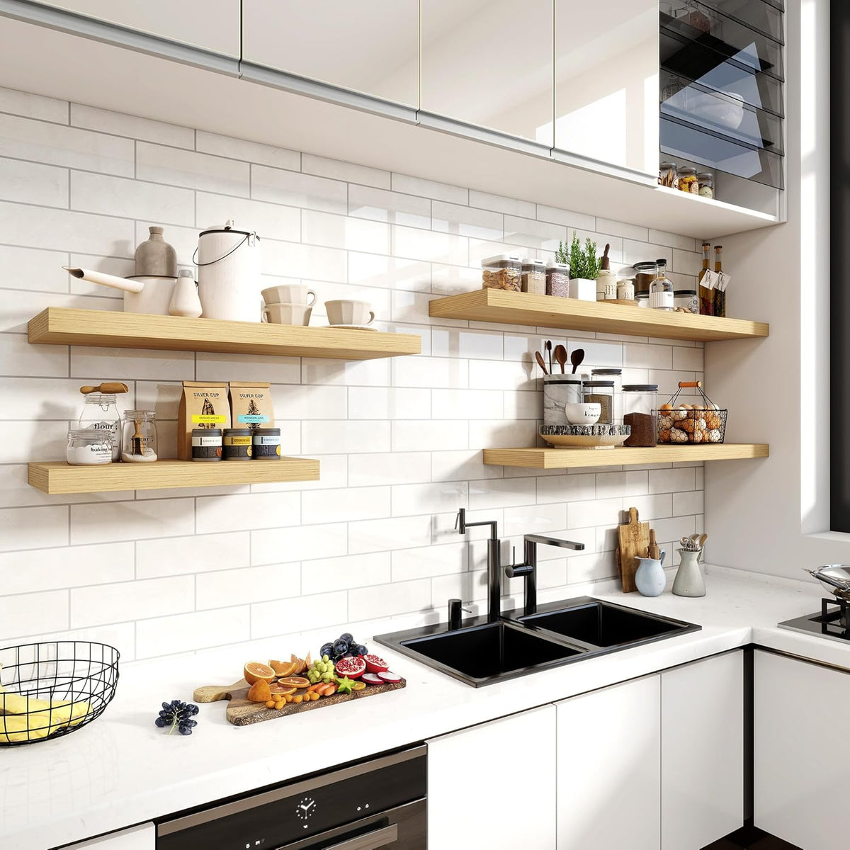36 Inch Floating Shelves, 11.6 Inch Deep Floating Shelves for Wall, Floating Shelf with Invisible