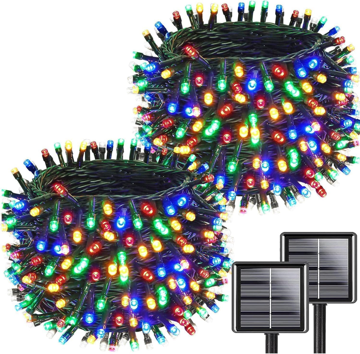 Multicolor Solar String Lights Outdoor Waterproof 2PK 200LED 66FT Twinkle Lights Auto On/Off Solar
