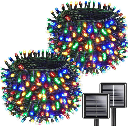 Multicolor Solar String Lights Outdoor Waterproof 2PK 200LED 66FT Twinkle Lights Auto On/Off Solar