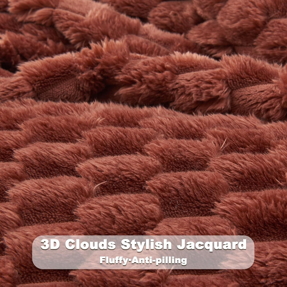NEWCOSPLAY Super Soft Throw Blanket Coffee Premium Silky Flannel Fleece 3D Clouds Stylish Jacquard