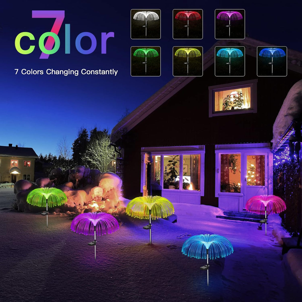 Vosaro Solar Flower Lights Outdoor Garden Decorations Waterproof, 7 Color Changing Decorative Solar