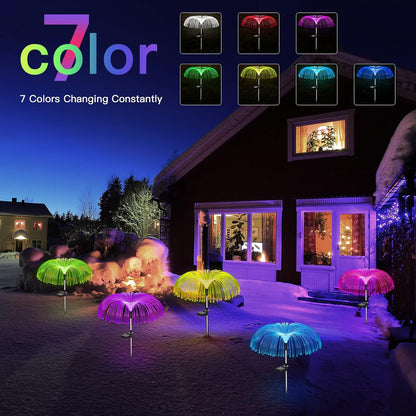 Vosaro Solar Flower Lights Outdoor Garden Decorations Waterproof, 7 Color Changing Decorative Solar