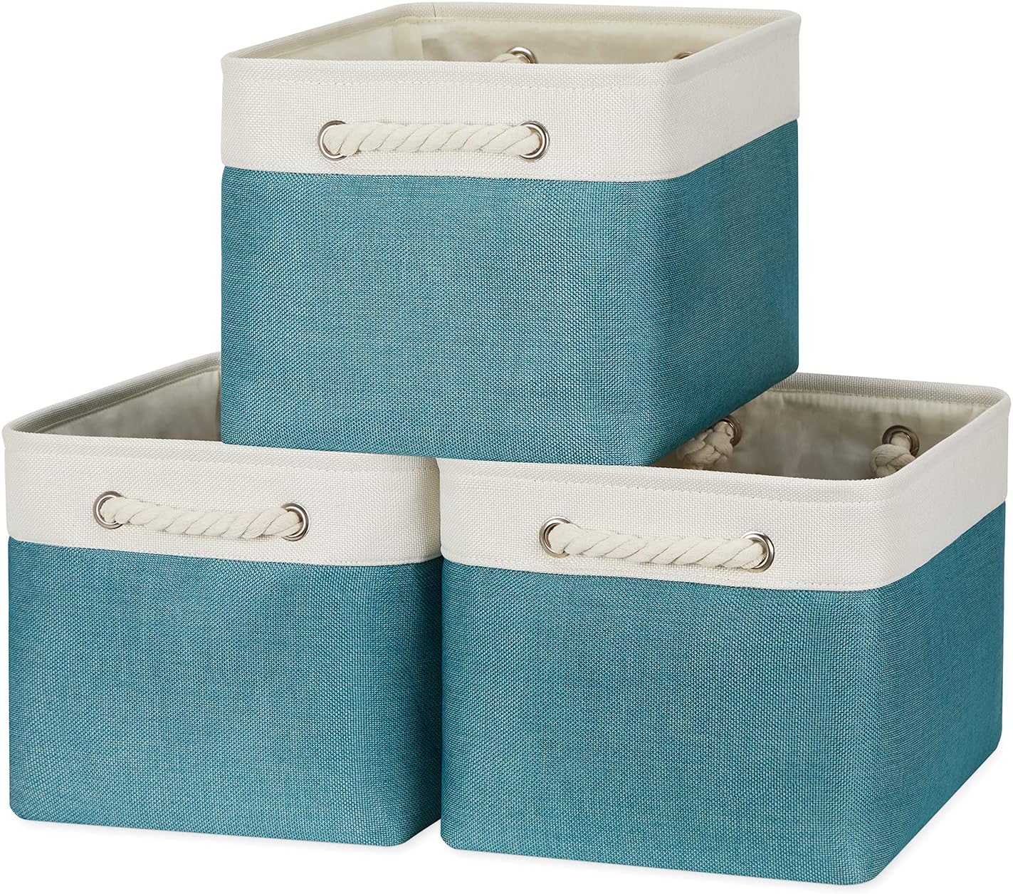Bidtakay Basket Storage Bins with Handles Fabric Large Storage Baskets for Organizing Set of 3