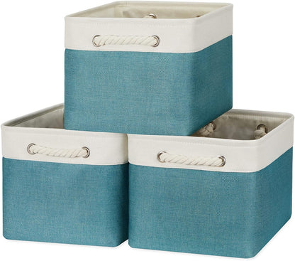 Bidtakay Basket Storage Bins with Handles Fabric Large Storage Baskets for Organizing Set of 3