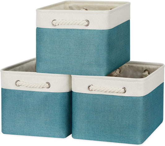 Bidtakay Basket Storage Bins with Handles Fabric Large Storage Baskets for Organizing Set of 3