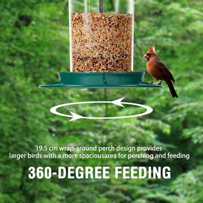 Metal Bird Feeder for Outdoors Hanging,3.0LB Seed Feeder,Easy to Fill & Clean,360° Feeding,Chew