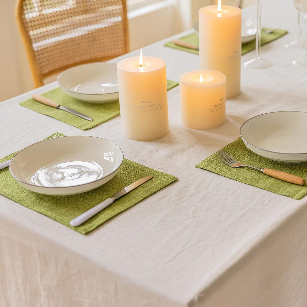Home Brilliant Green Placemats Set of 4 Washable Place Mats Linen Placemats Heat Resistant Table