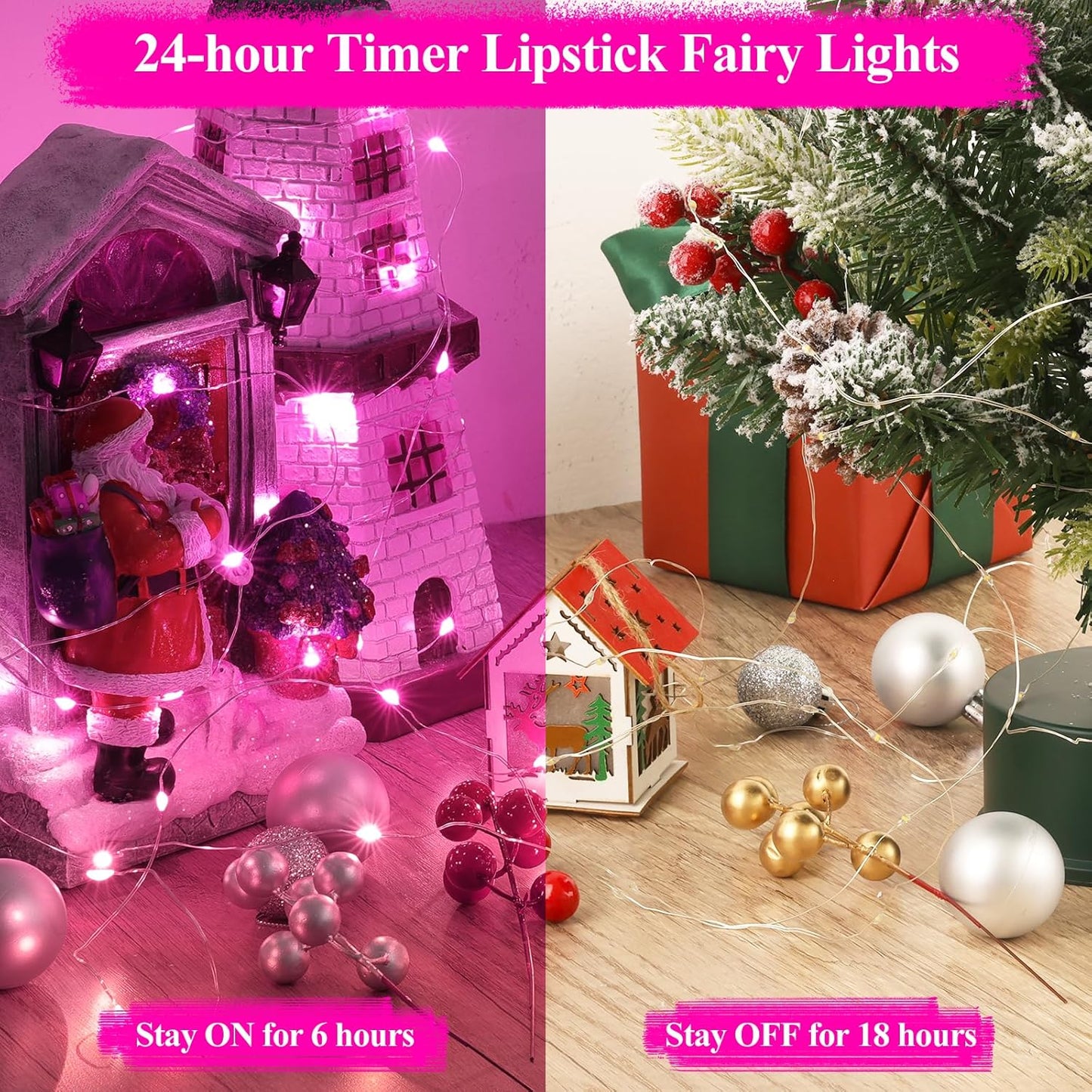 Lakumu Rechargeable String Lights Battery Operated, Fairy Lights with Timer, Mini LED Twinkle