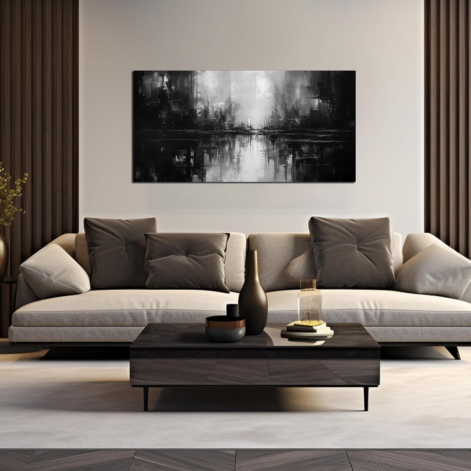 Abstract Wall Pictures for Living Room,Black Art Paintings for Wall Office Wall Art Bedroom Wall