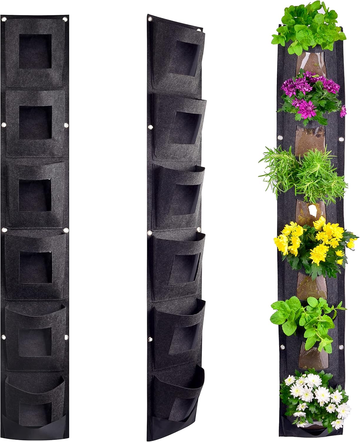Hanging Planter Bags, Vertical Garden Planting Wall Gardening Grow Bag, 6 Pockets Large Wall