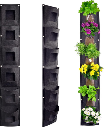 Hanging Planter Bags, Vertical Garden Planting Wall Gardening Grow Bag, 6 Pockets Large Wall