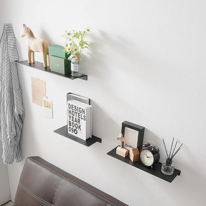 JOOM Black Floating Shelves for Wall Storage, Metal Wall Shelves for Living Room, Bathroom