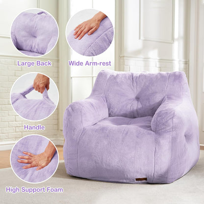 Hobestluk Bean Bag Chair for Adult Small Bean Bag Chairs with Arms Furry Beanbag Chair with Foam