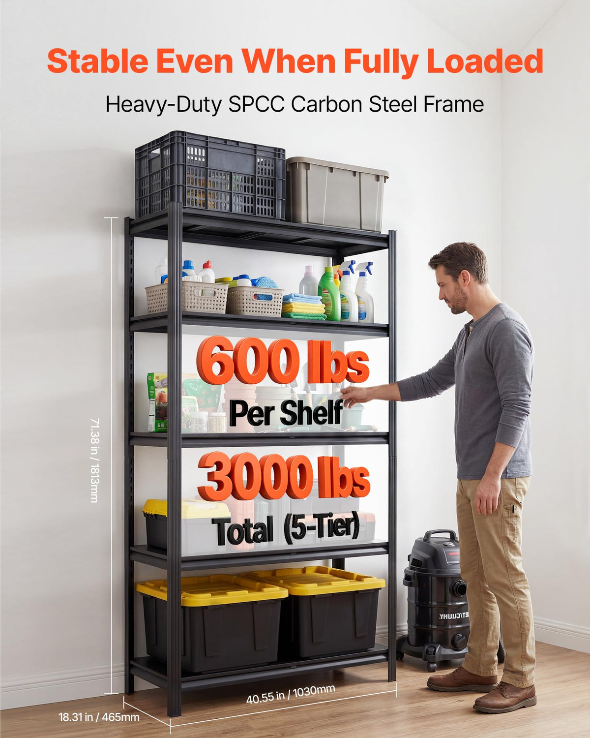 VEVOR Storage Shelves, 5-Tier Adjustable, 3000 lbs Capacity, Heavy Duty Garage Storage Shelving