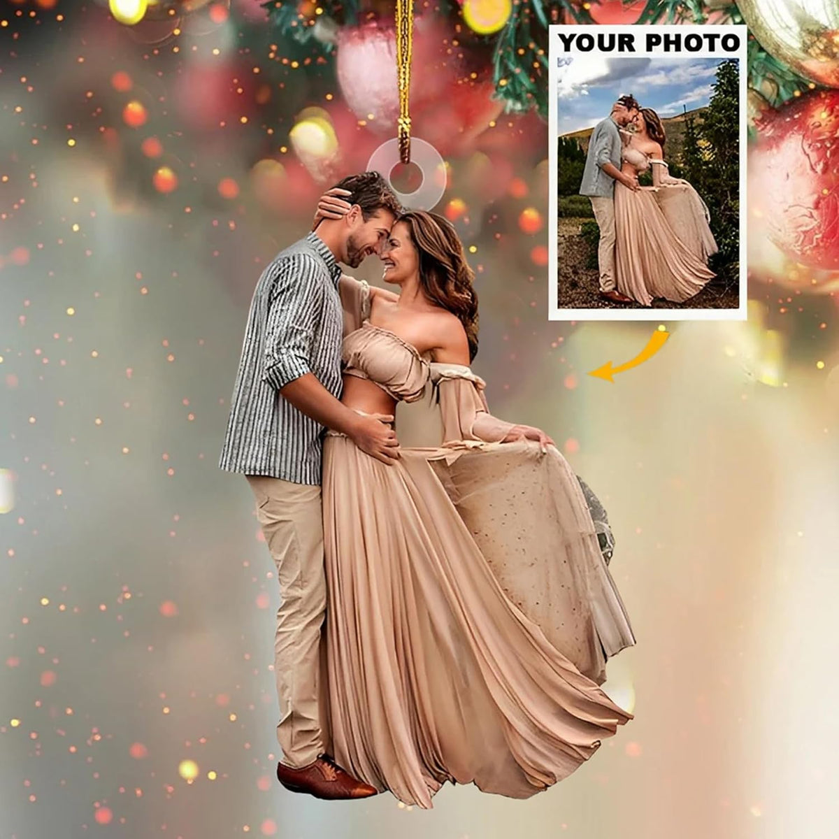 NAZENTI Personalized Couple Photo Ornament, Couple Keychain Gifts for Boyfriend Girlfriend Him Her