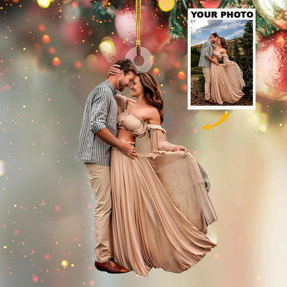NAZENTI Personalized Couple Photo Ornament, Couple Keychain Gifts for Boyfriend Girlfriend Him Her