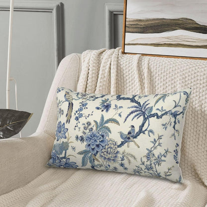 CXMEIFLY Spring Floral Birds Pillow Covers 12 x 20 Inch Set of 2 for Chinoiserie Flowers Decor