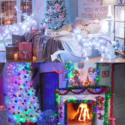 JMEXSUSS 100 LED Cool White & Multicolor Christmas Lights Indoor, Color Changing String Lights Plug