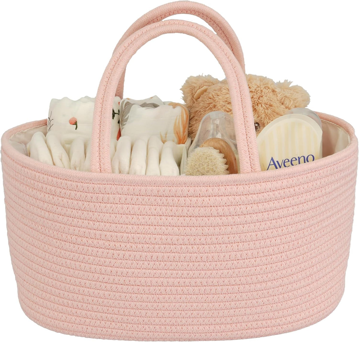 Diaper Caddy Organizer Cotton Rope Baby Basket Nursery Storage and Portable Tote Bag for Car Ideal