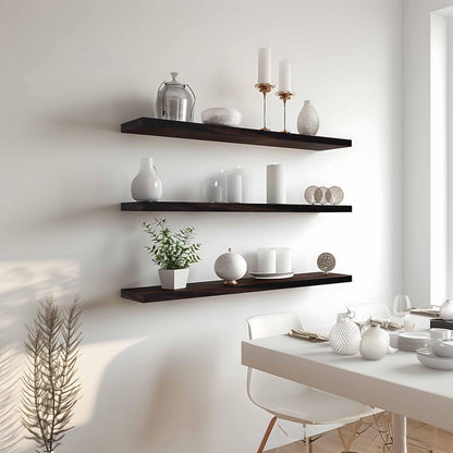 Wood Floating Shelves for Wall Decor, Rustic Wall Shelves for Bedroom Bathroom Kitchen Living Room