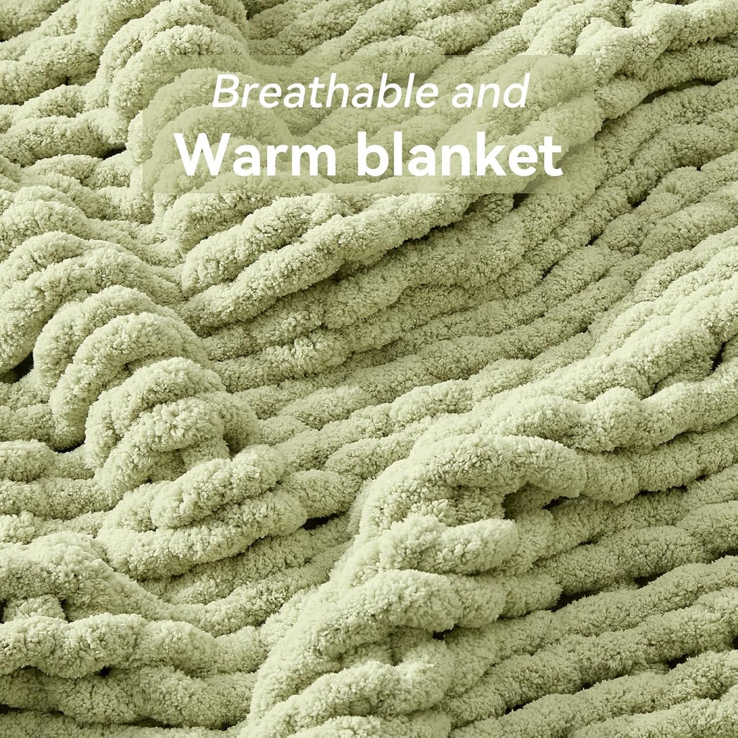Chunky Knit Throw Blanket, 30''*40'' Knitted Throw Chenille Yarn for Bed Couch, Handmade Light
