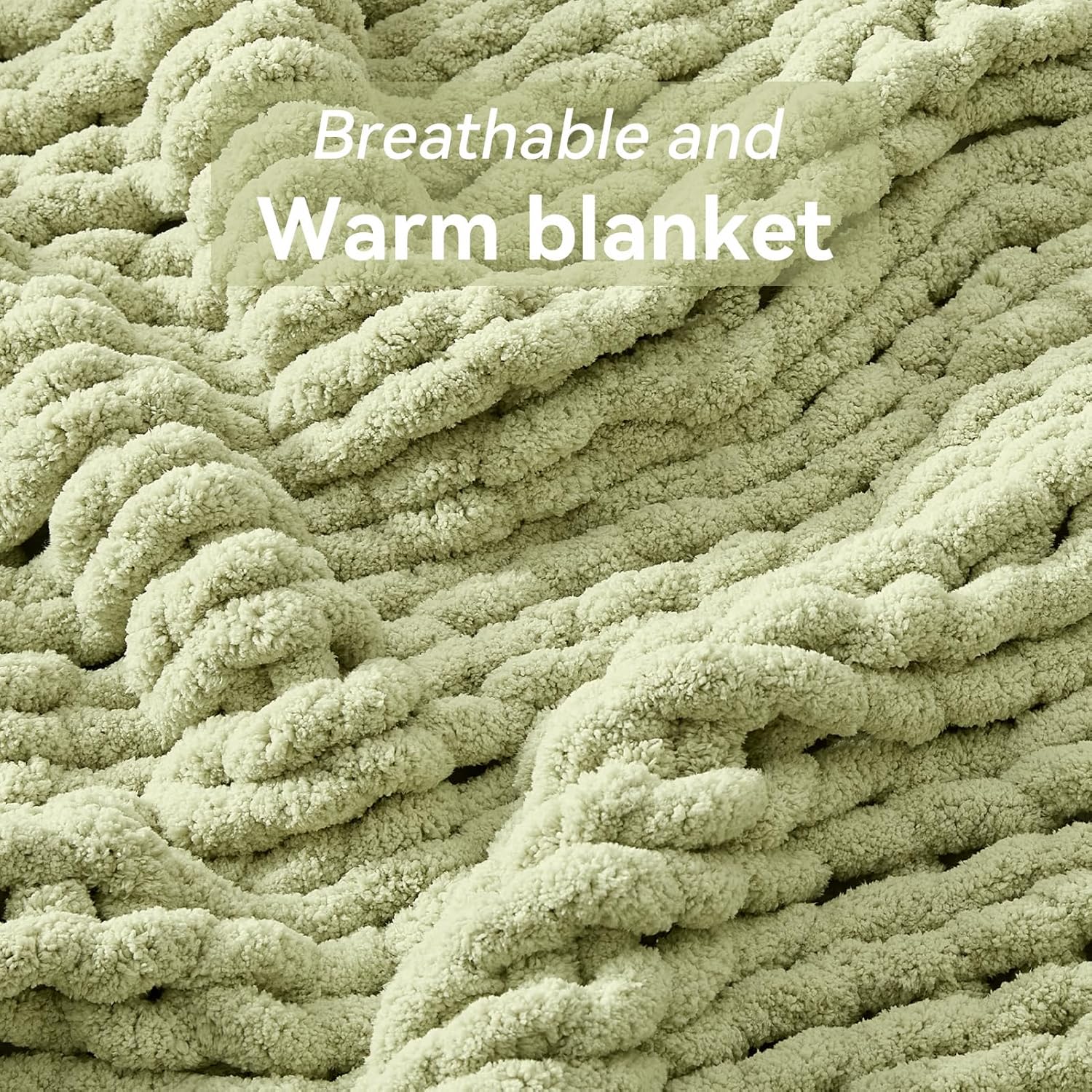 Chunky Knit Throw Blanket, 30''*40'' Knitted Throw Chenille Yarn for Bed Couch, Handmade Light