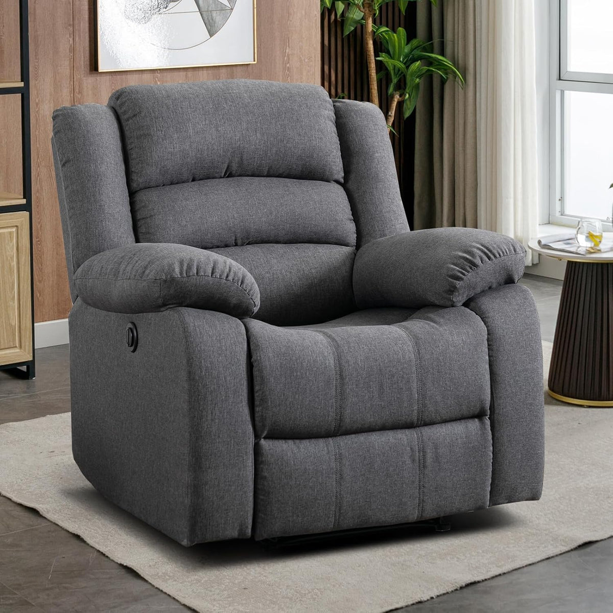 EBELLO Classic Power Recliner Chair, Oversized Electric Reclining Chair with Overstuffed Cushion