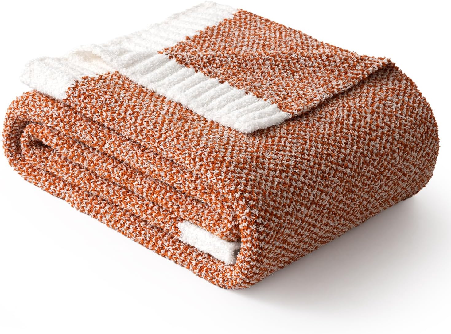 MIULEE Fall Burnt Orange Super Soft Throw Blanket for Couch, Cozy Fluffy Warm Throws Knit Blankets