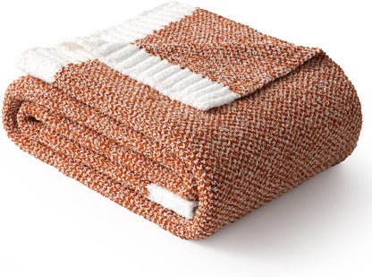 MIULEE Fall Burnt Orange Super Soft Throw Blanket for Couch, Cozy Fluffy Warm Throws Knit Blankets