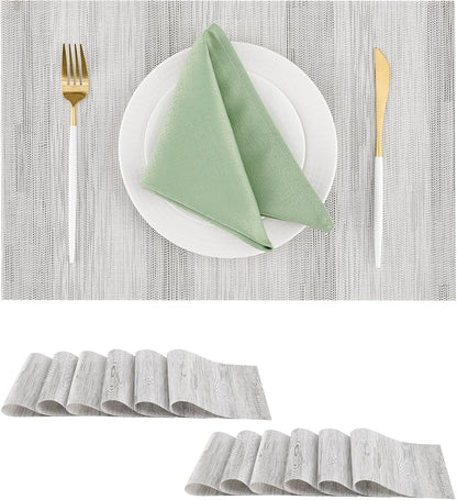 Leetaltree Lightsteel Black Placemats Set of 12 - Heat Resistant Non-Slip Place mats for Dining
