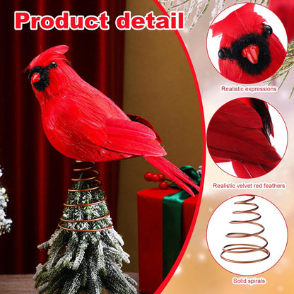 Retisee 11.8'' Cardinal Christmas Tree Topper Red Cardinal Christmas Tree Decoration Red Bird